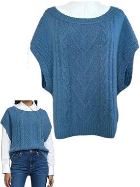 Pilcro Blue Cable Knit Sweater Vest Oversized M